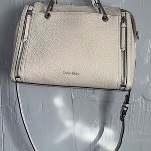 Calvin Klein White Satchel with Structured Design